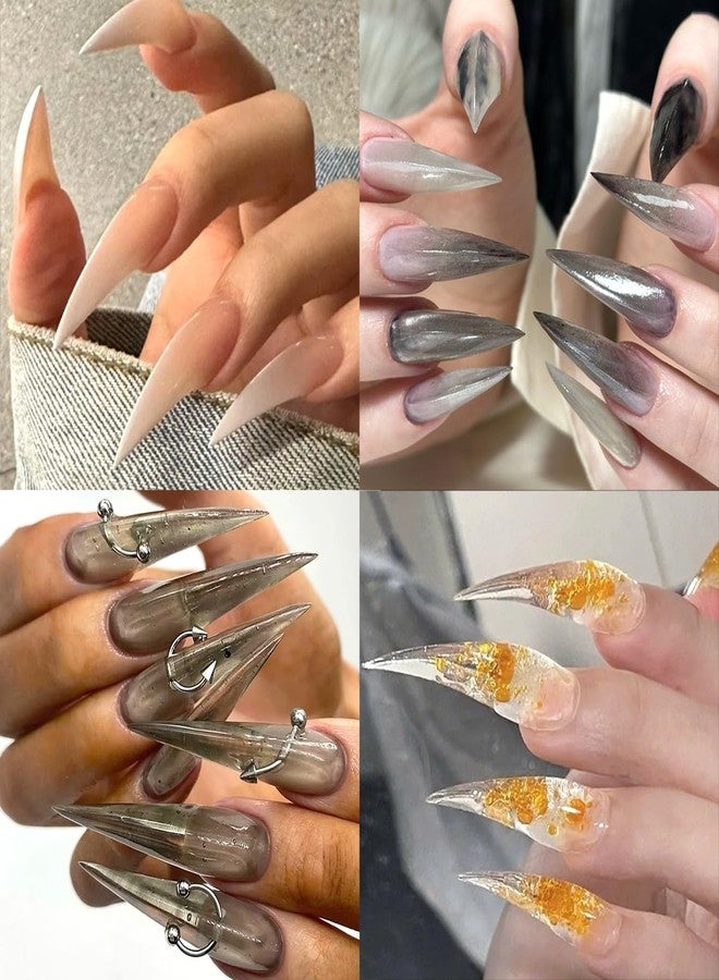 Furtherpretty Cat Claw Nail Forms Kit, 150 PCS Long Claw Dual Forms for Polygel, Reusable Eagle Claw Nail Extension Molds with Nail Brush, Halloween Stiletto Nail Tips for Professional Manicure Salon - Image 5